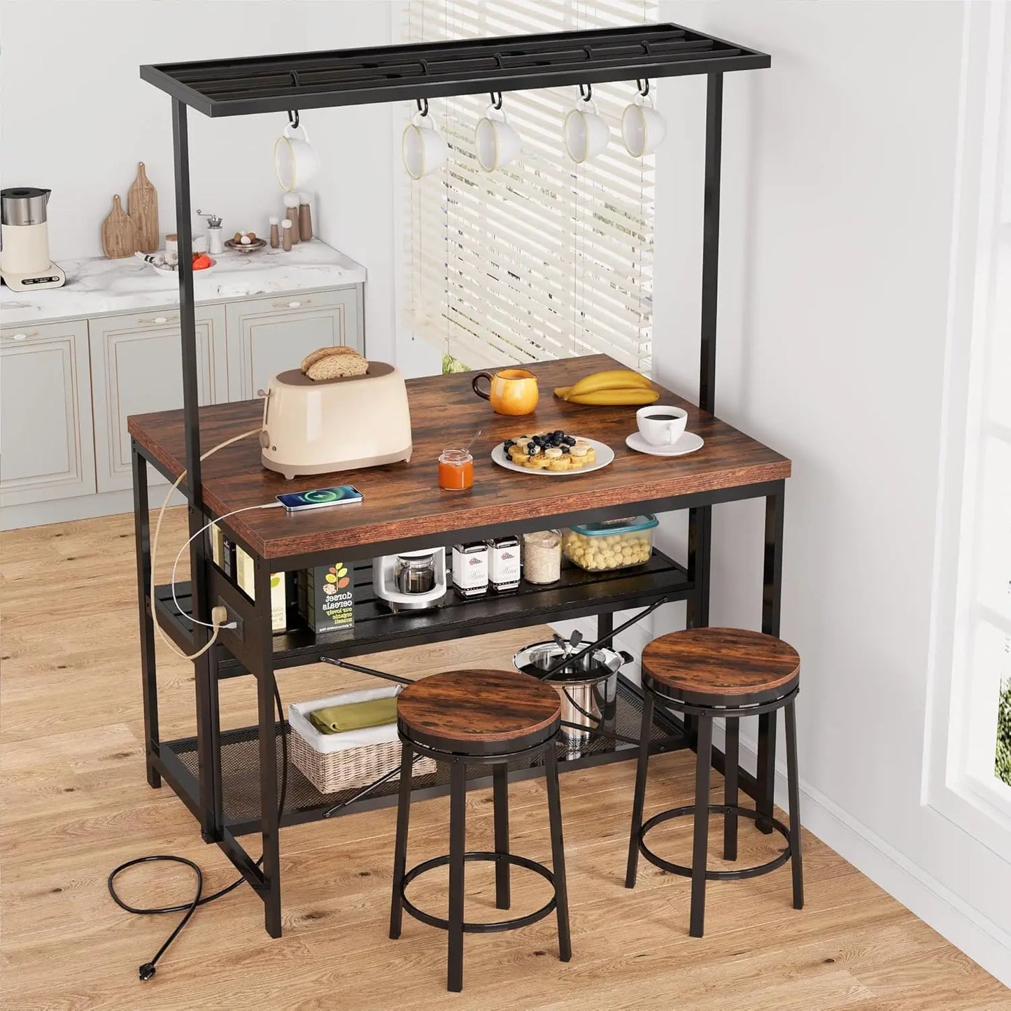 Studyset Kitchen Island With Storage Baker Rack And Seating