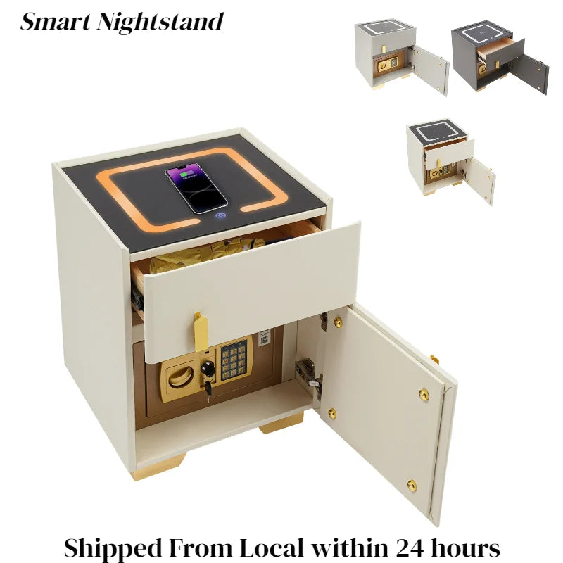 Bymaocar Solid Wood Nightstand With 2 Drawers And Wireless Charging