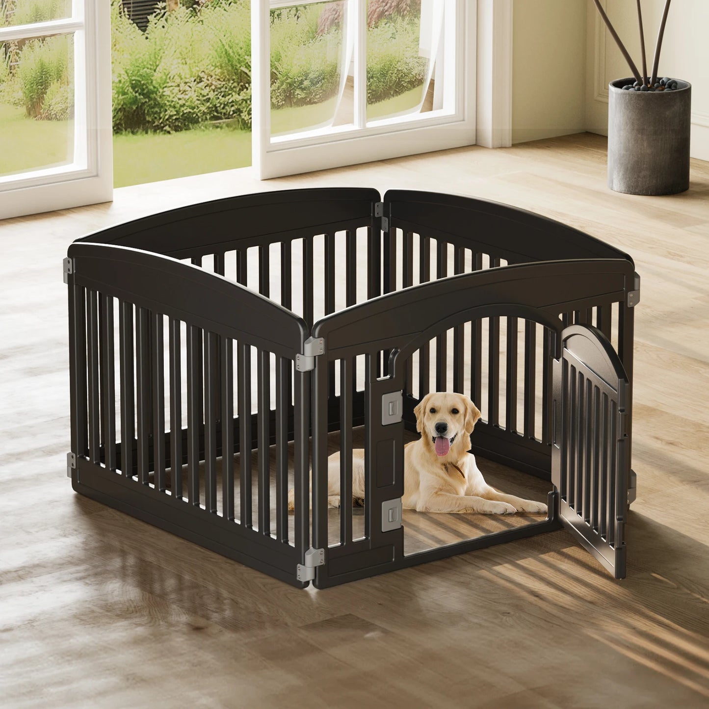 JHK Plastic Dog Playpen Expandable Durable Pet Fence Medium Dogs