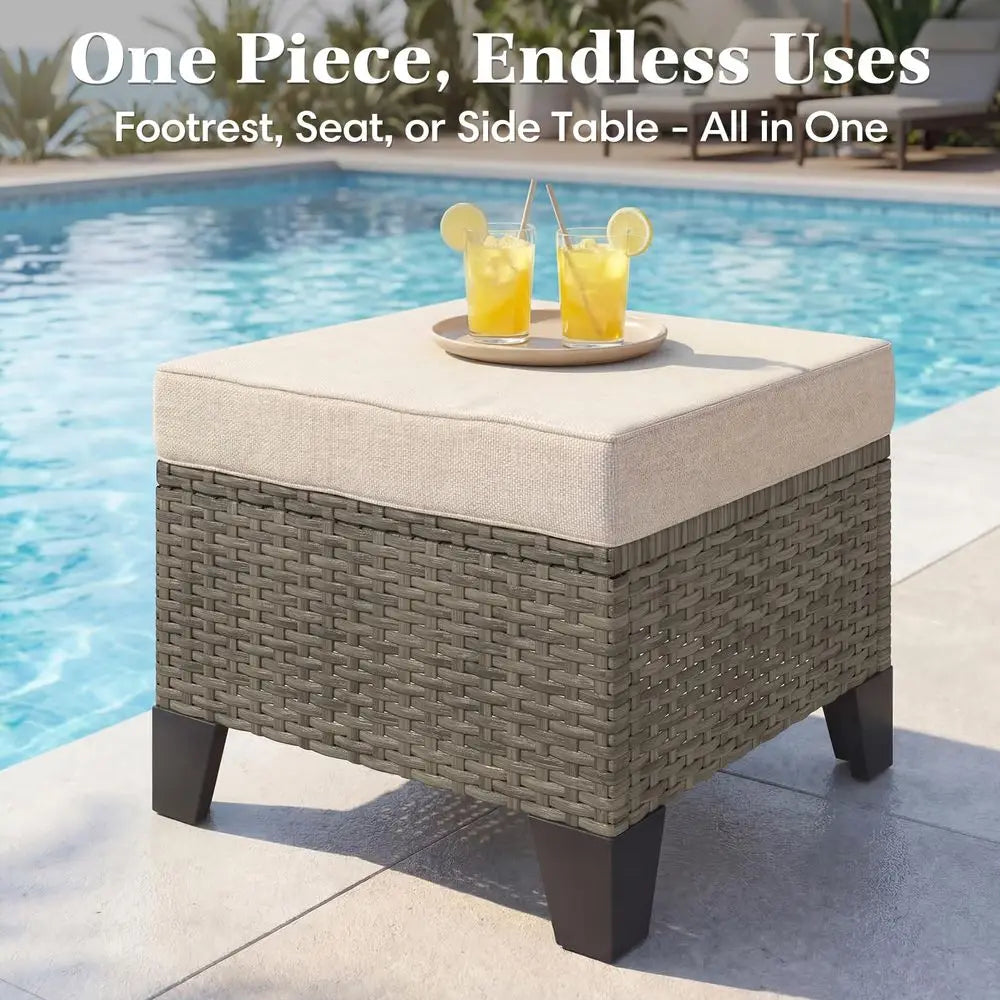 XMSJ 5 Piece Outdoor Chairs Set With Side Table Ottomans