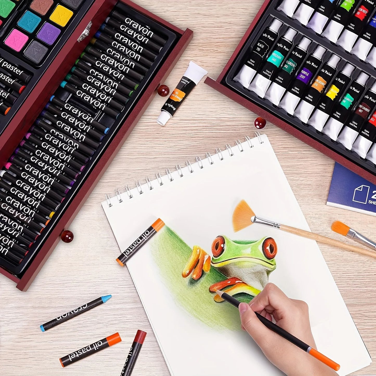 146 Piece Luxury Art Kit For Professionals Crayons Pastels Watercolors Pencils