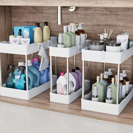 Under Sink Organizer Set 3 Piece Plastic Storage Racks
