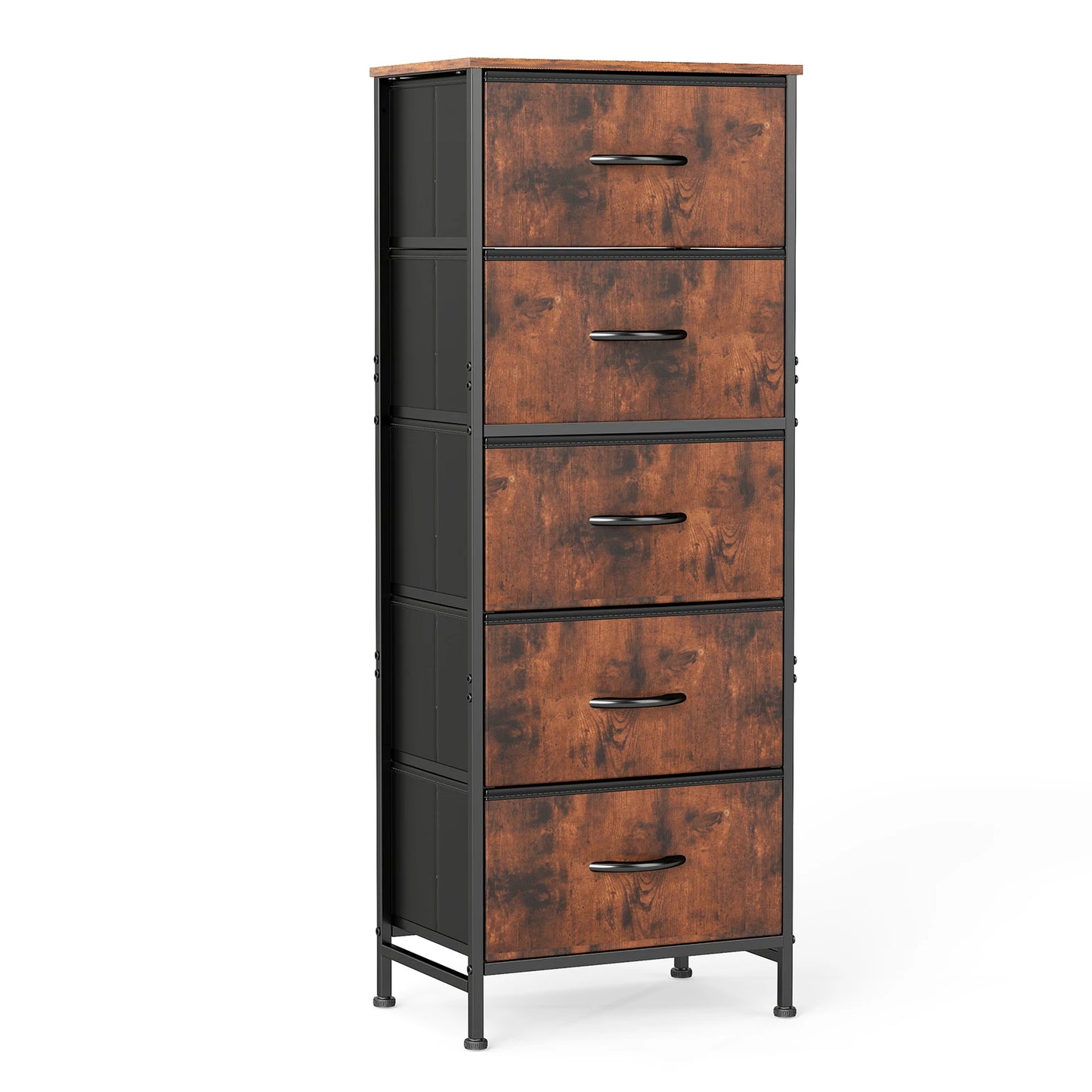 JHK Dresser With Five Fabric Drawers For Bedroom Storage