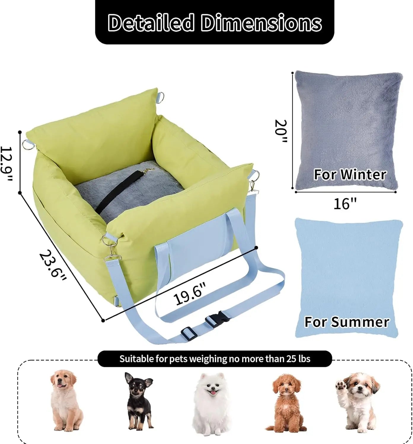 HiMISS Waterproof Travel Car Seat For Small Dogs And Cats