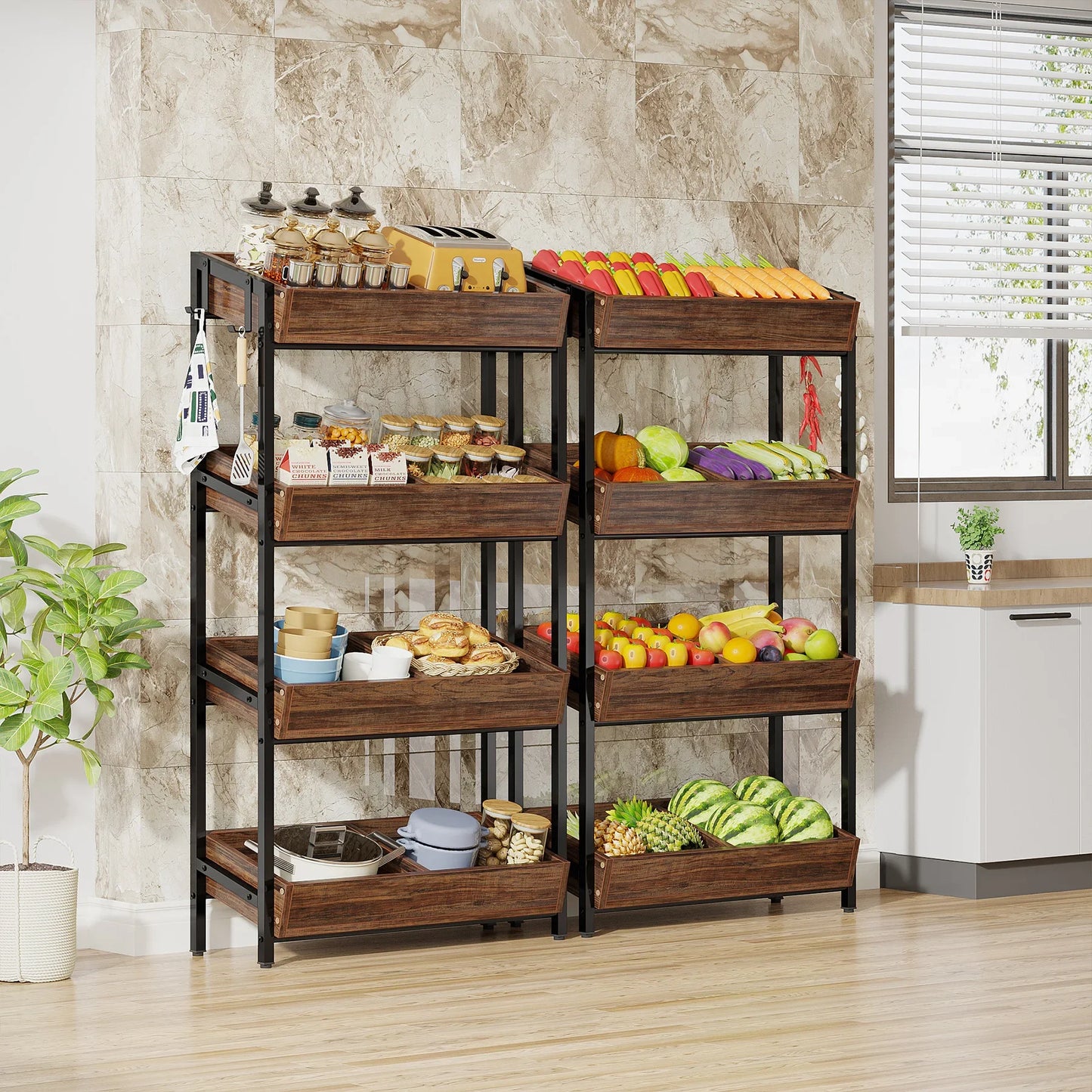 Tribesigns 4-Tier Wood Storage Shelf Organizer For Kitchen