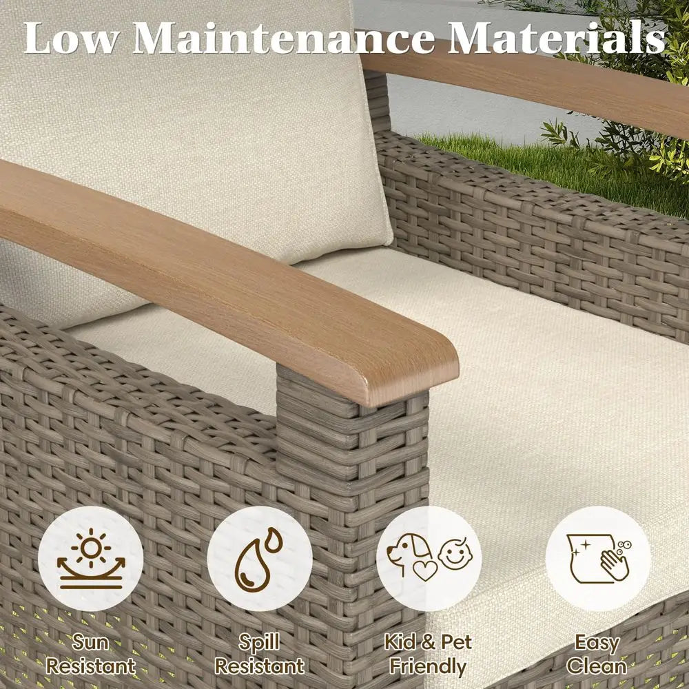 XMSJ 5 Piece Outdoor Chairs Set With Side Table Ottomans