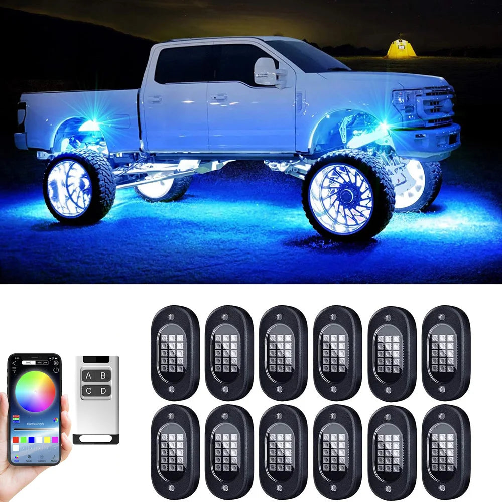 Yilaie RGB Rock Lights For Trucks App And Remote IP68