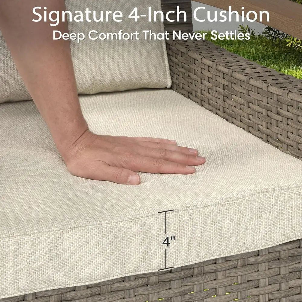 XMSJ 5 Piece Outdoor Chairs Set With Side Table Ottomans