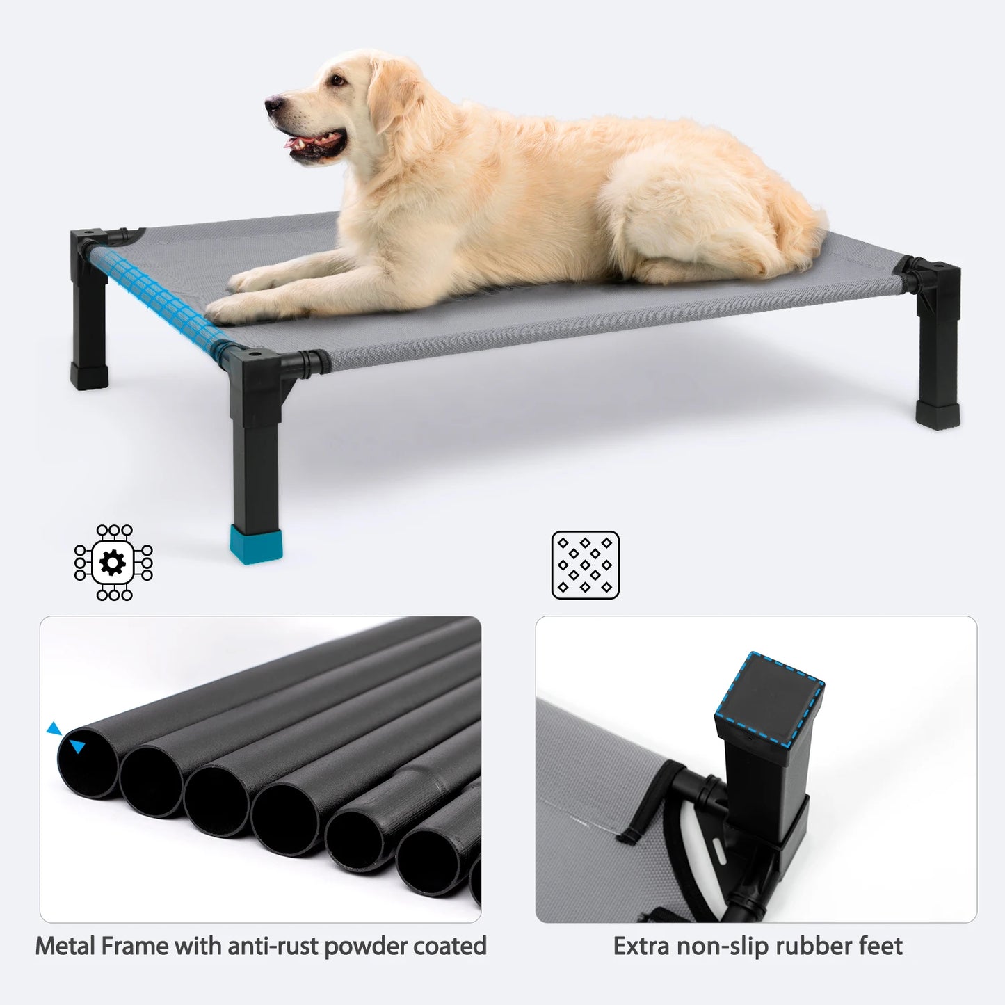 Elevated Dog Bed With Cooling Raised Cot And Breathable Mesh